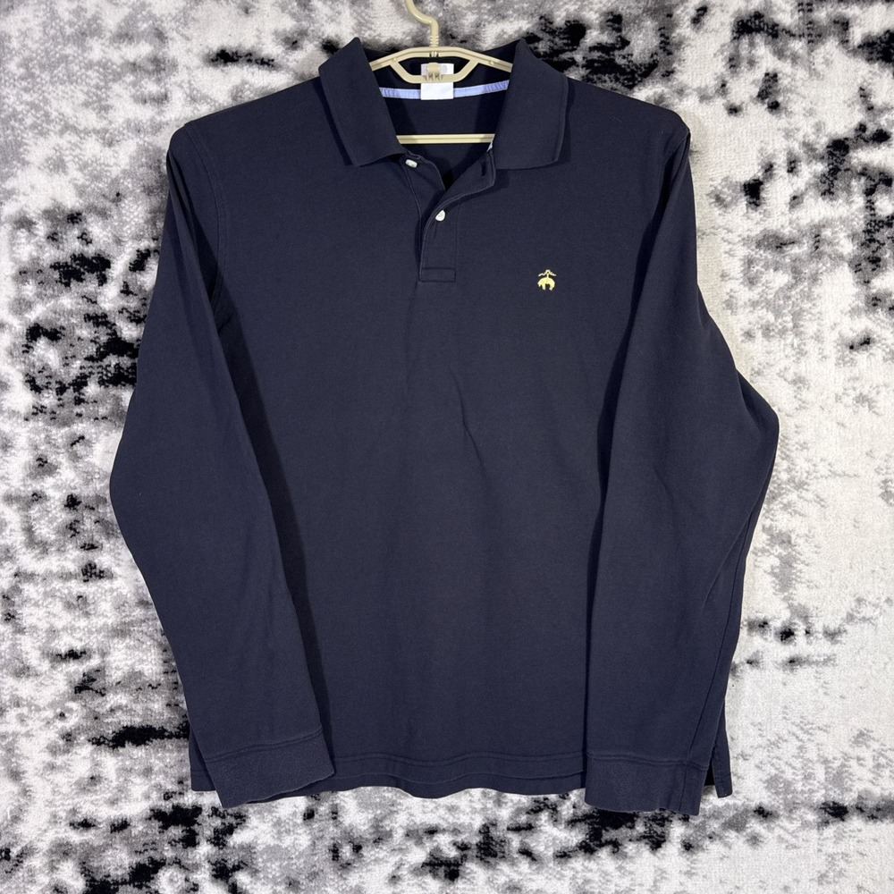 Brooks Brothers Performance Polo Shirt Mens Size XXL Black Long Sleeve Preppy